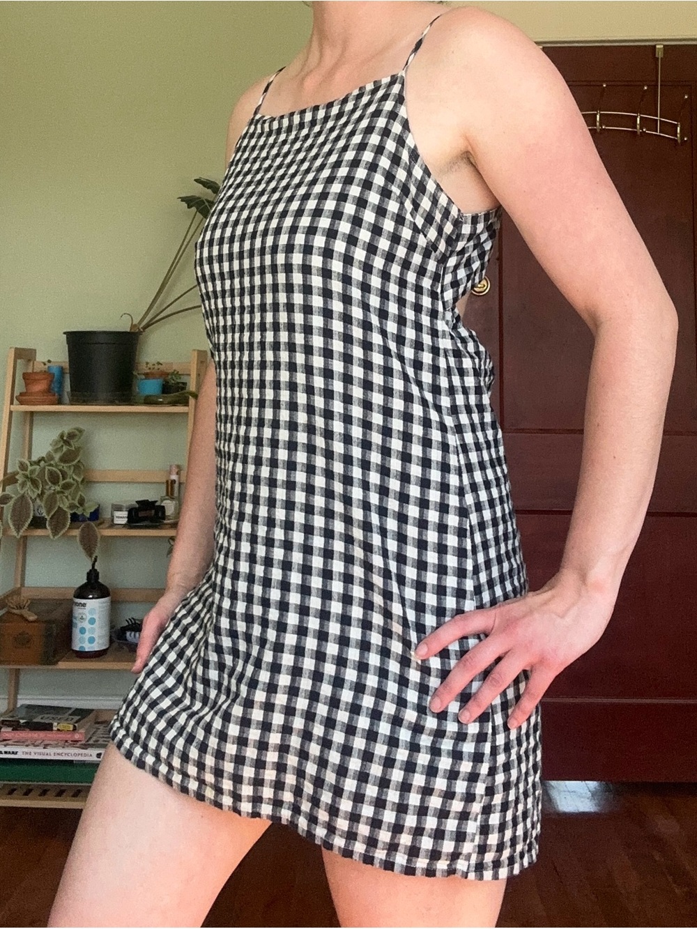 American Eagle Outfitters Black and White Gingham Mini Slip Dress